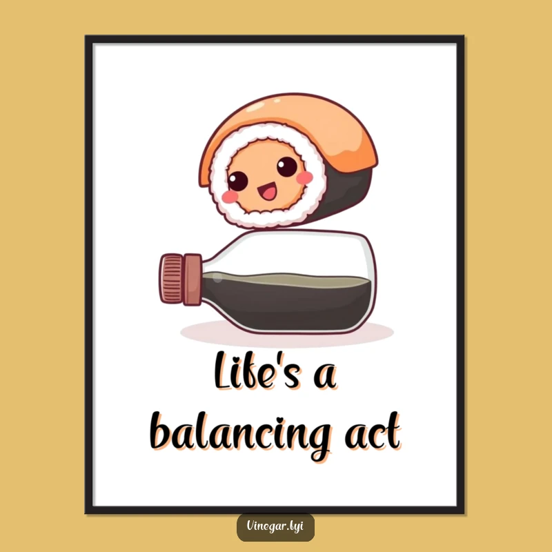 Funny Free Printable Wall Art: Sushi Vinegar Balance, Quirky Food Decor