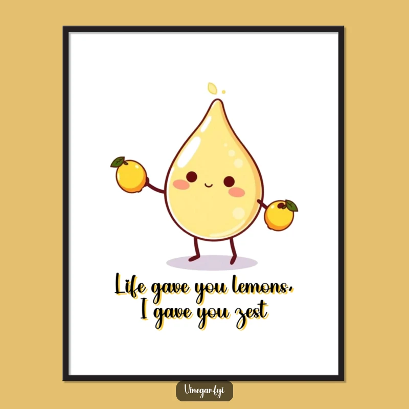 Free Printable Funny Vinegar Wall Art: Juggling Lemons Downloadable Decor