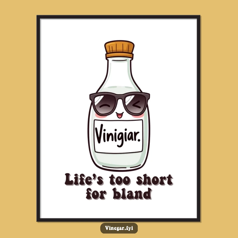 Funny Free Printable Wall Art: Winking Vinegar Bottle, Quirky Downloadable Decor for Your Home