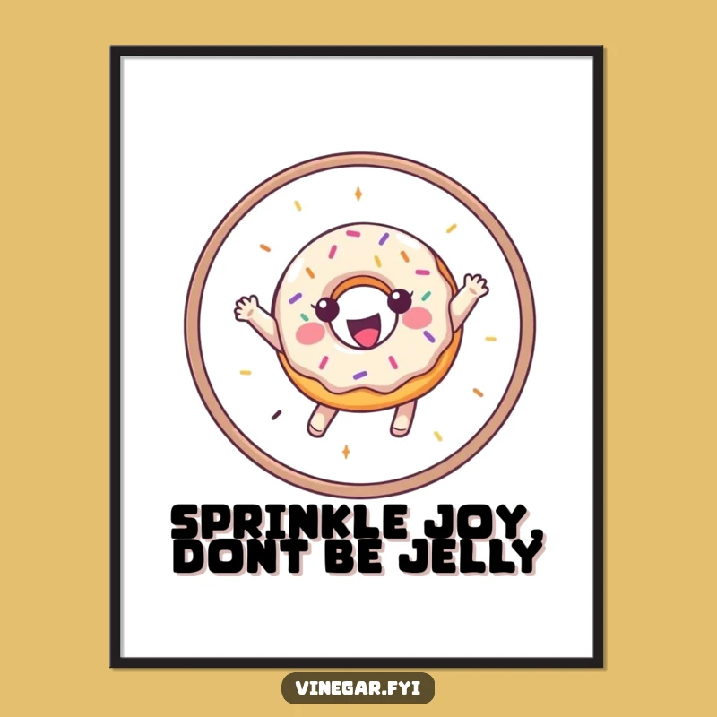 Funny Free Printable Wall Art: Gleeful Donut Hoop Jump, Whimsical Decor