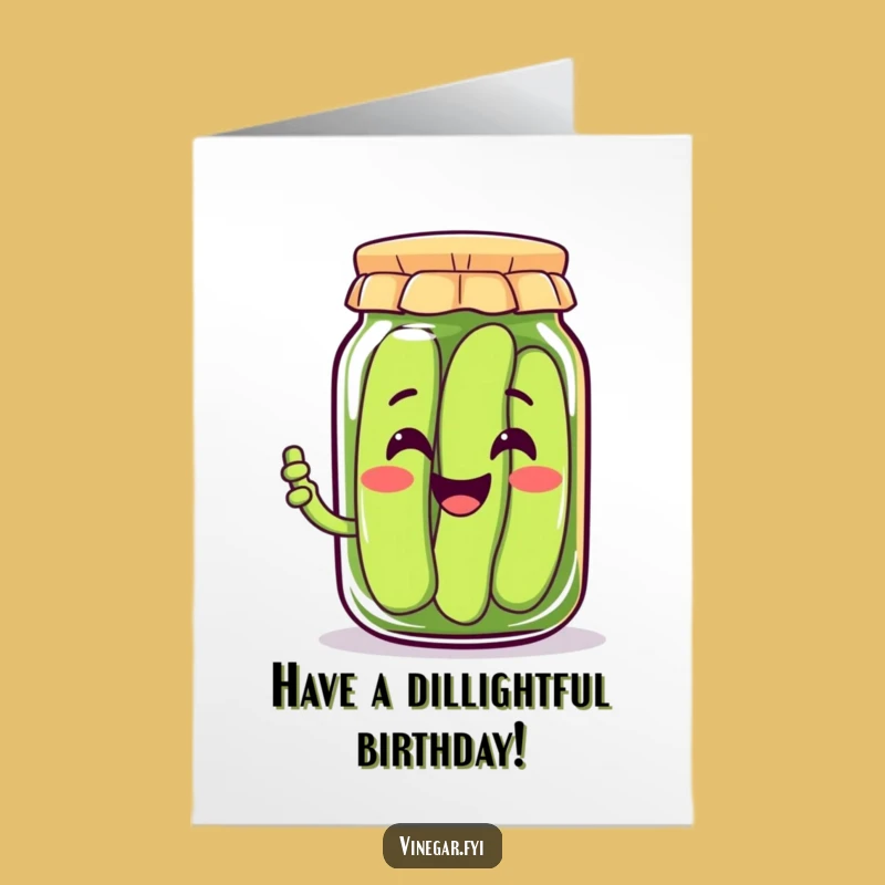 Free Printable Birthday Card: Cheerful Kawaii Pickle Jar Funny Downloadable Gift