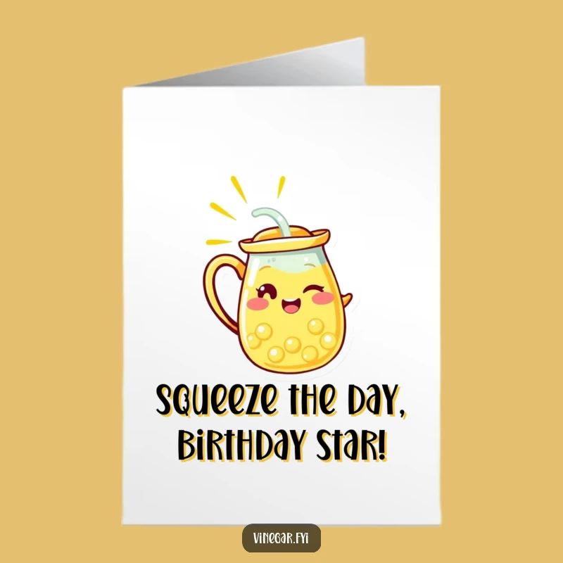 Free Printable Birthday Card: Winking Lemonade Pitcher, Funny Downloadable Gift for a Zesty Celebration!