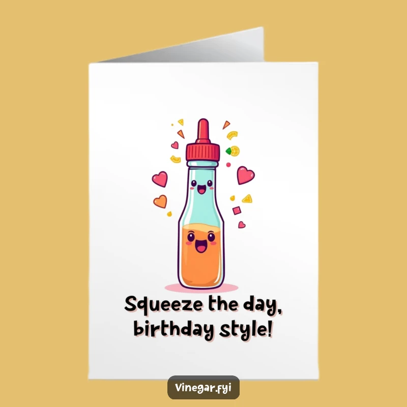 Free Printable Funny Squeeze Bottle Birthday Card: Rainbow Shapes Downloadable Gift