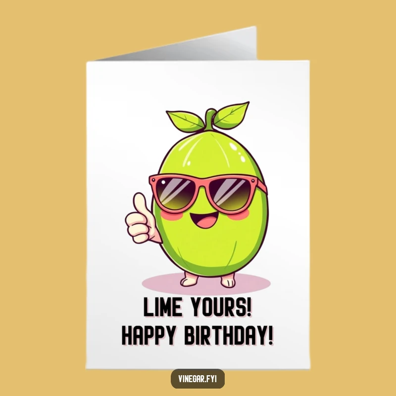 Free Printable Funny Birthday Card: Kawaii Lime's Thumbs Up, Hilarious Downloadable Gift