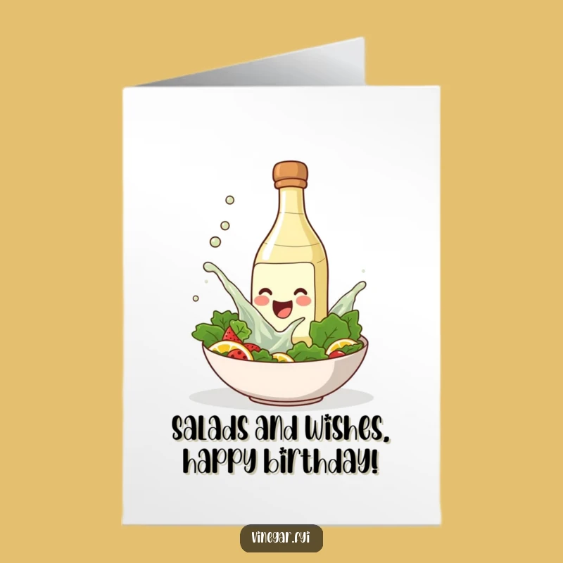 Free Printable Birthday Card: Playful Vinegar Bottle - Fun Splashy Downloadable Gift for Foodies