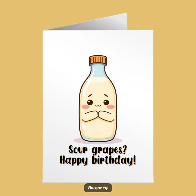 Free Printable Funny Birthday Card: Unimpressed Vinegar Bottle - Hilarious DIY Downloadable Gift
