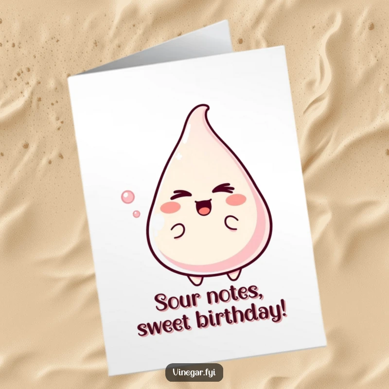 Funny Free Printable Birthday Card: A delighted drop of vinegar winks mischievously, adding a zesty and humorous touch to birthday wishes.