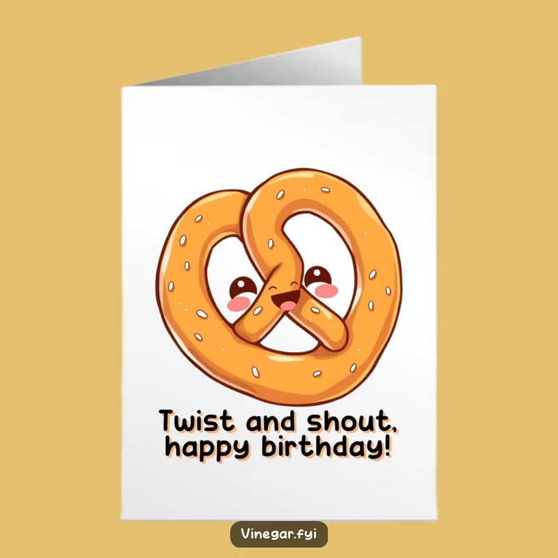 Free Printable Kawaii Pretzel Birthday Card: Twisty Fun for a Salty Celebration!