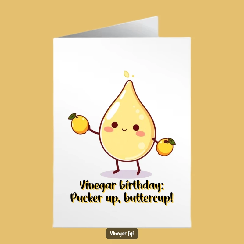 Free Printable Funny Vinegar Birthday Card: Cute Lemon Juggler Downloadable Gift