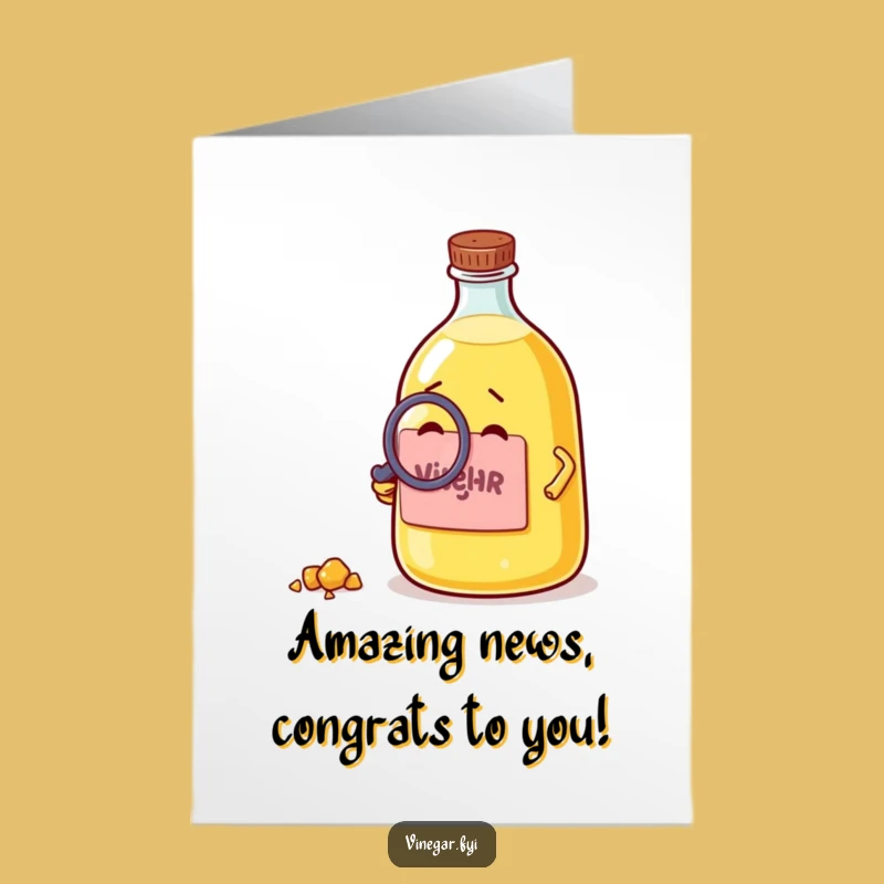 Free Printable Congrats Card: Curious Vinegar Bottle - A Detailed Downloadable Laugh