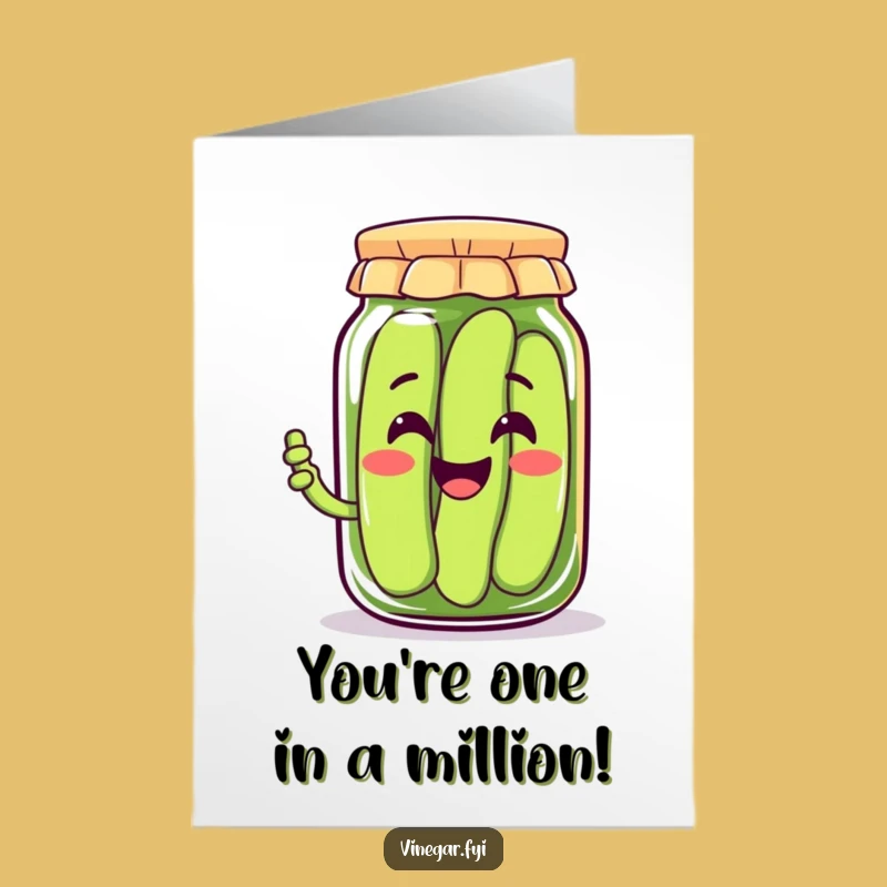 Free Printable Congrats Card: Joyful Kawaii Pickle Jar Celebrate Downloadable
