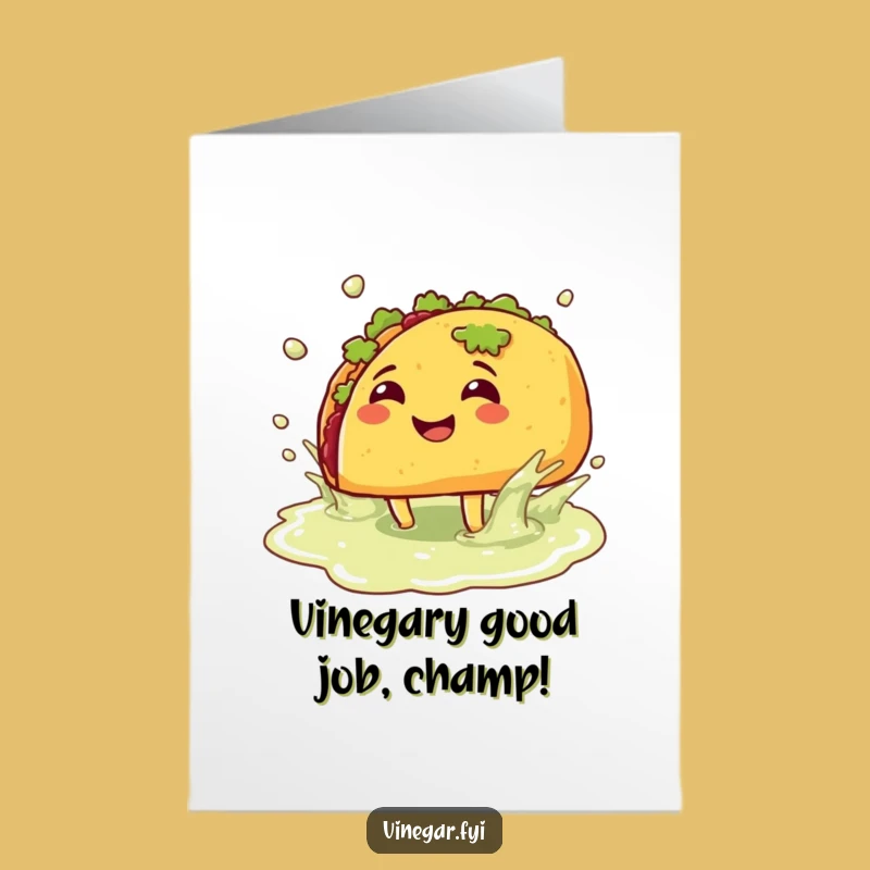 Free Printable Congrats Card: Joyful Taco Vinegar Splash, Funny Downloadable