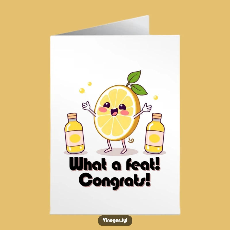 Free Printable Kawaii Lemon Card, Funny Juggling Congrats Downloadable Gift
