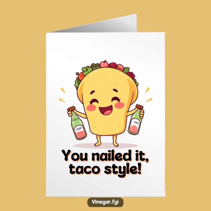 Printable Congrats Card: Taco's Triumphant Juggling Free Printable Downloadable