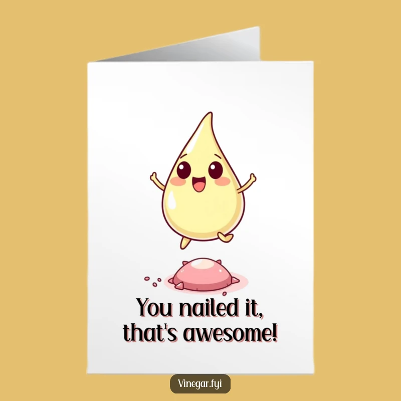 Free Printable Congrats Card: Leaping Vinegar Drop - A Dynamic Downloadable Laugh