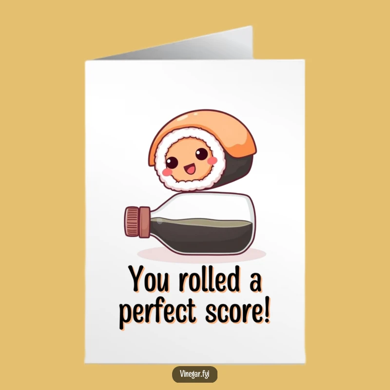 Free Printable Congrats Card: Sushi on Vinegar Bottle, Funny Downloadable