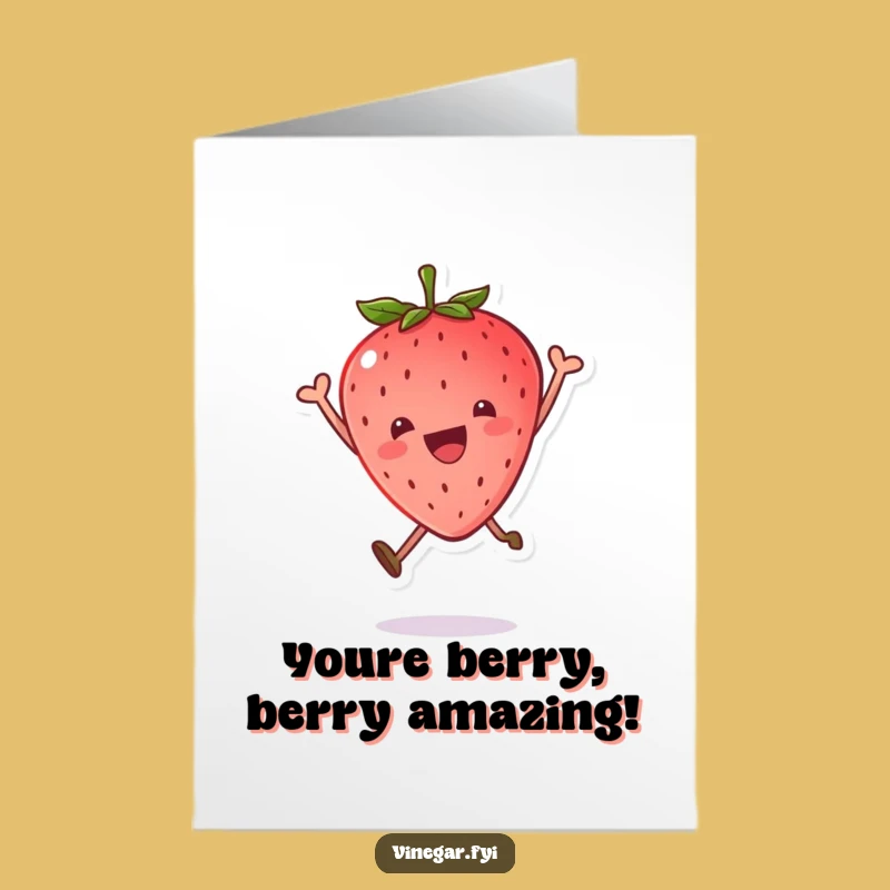 Free Printable Kawaii Strawberry Congrats Card: Jump for Joy Over Your Success!