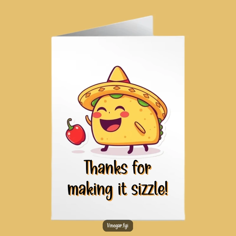 Free Printable Funny Taco Thank You Card: Fiesta Gratitude Downloadable Gift