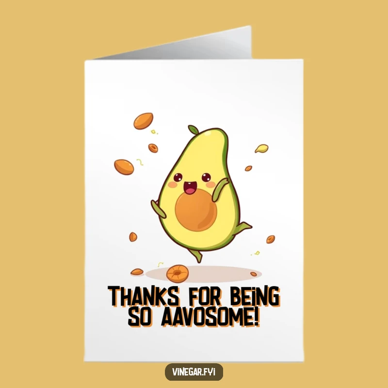 Free Printable Kawaii Avocado Thank You Card: Express Gratitude with a Funny Cartwheel