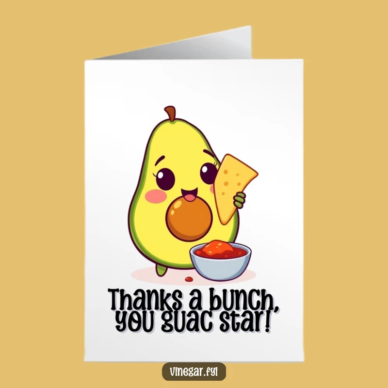 Free Printable Thank You Card: Avocado Chip Dip, Fun Downloadable Gift