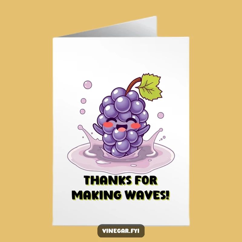 Free Printable Thank You Card: Kawaii Grape's Splashy Thanks, Funny Download