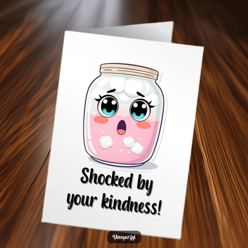 Funny Free Printable thank you card with a jar of cloudy liquid expressing surprise and gratitude.