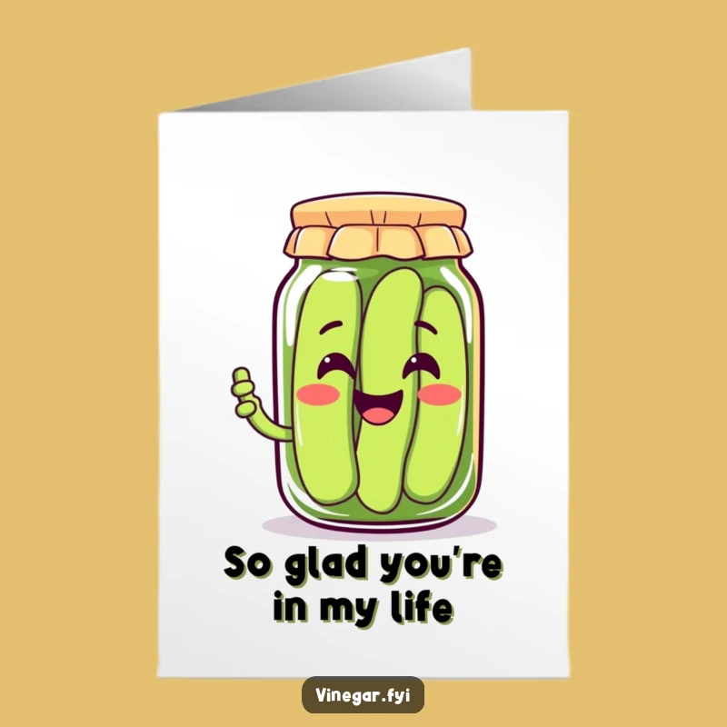 Free Printable Thank You Card: Grateful Kawaii Pickle Jar Funny Downloadable