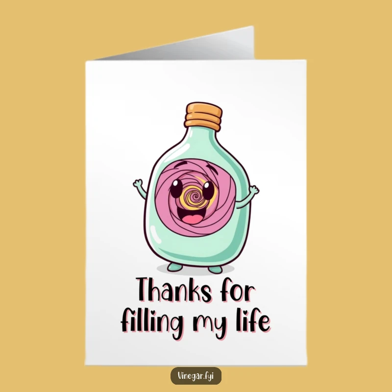 Free Printable Bottle Thank You Card: Funny Vortex Character, Downloadable Gift of Thanks