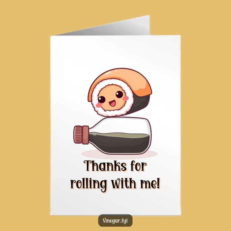 Free Printable Thank You Card: Sushi Balancing Act, Instant Download
