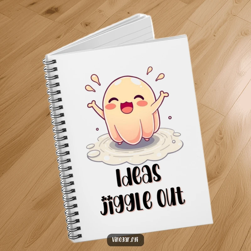 Funny Notebook: A wobbly, excited jelly character bounces ecstatically, inspiring creative thoughts and notes.