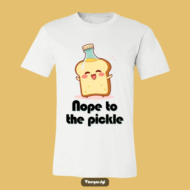 Funny Bread Recoiling T-Shirt: Comical Slice Fleeing Vinegar, Great Funny Gift!
