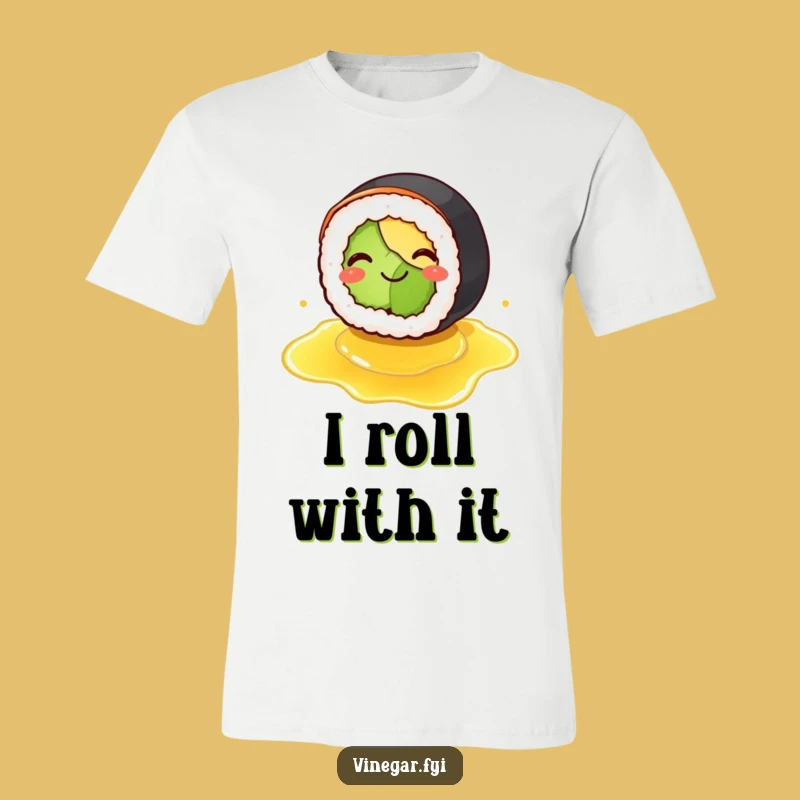 Funny Sushi Slipping T-Shirt - Comical Food Mishap Tee