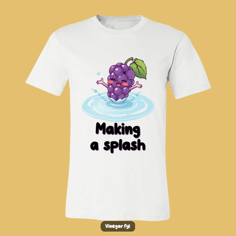 Funny Purple Grape Splashing T-Shirt - Joyful Fruit Character Tee