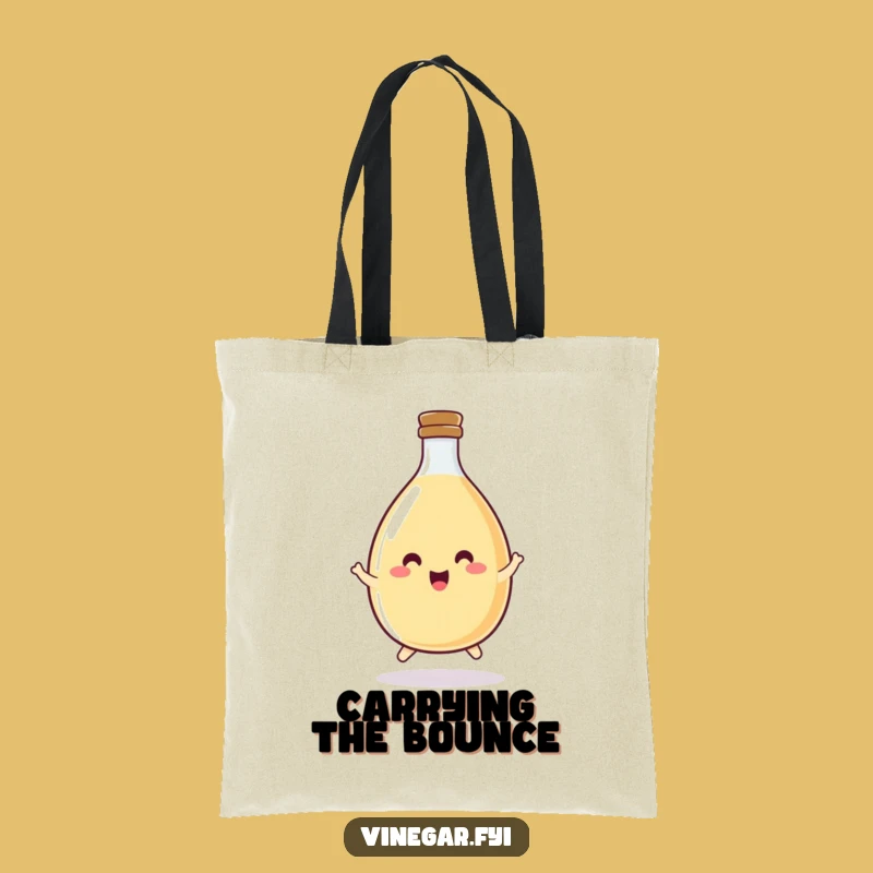 Funny Vinegar Bottle Hop Tote Bag: Happy Bottle, Unique Funny Gift for Condiment Fans