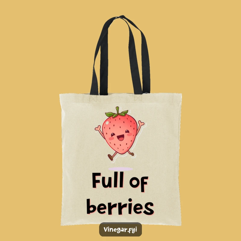 Funny Kawaii Strawberry Joy Leap Tote Bag: Carry Your Cheerfulness