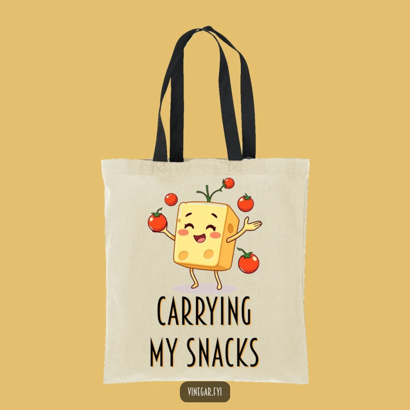 Funny Cheese Cube Juggling Tomatoes Tote Bag: Carry Your Laughs in Style