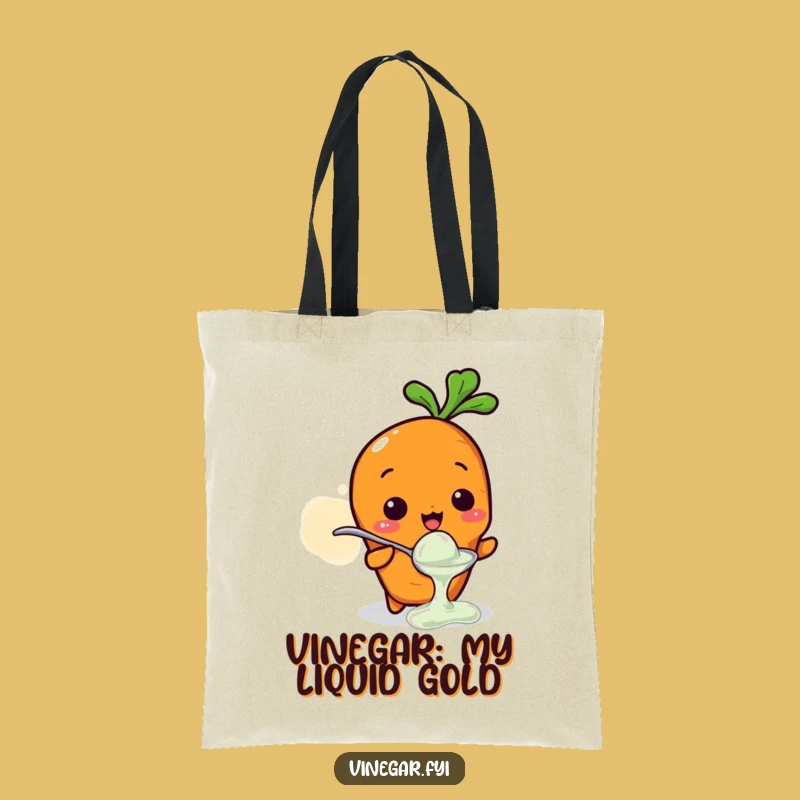 Funny Kawaii Carrot Vinegar Tasting Tote Bag, Quirky Veggie Humor, Practical Gift