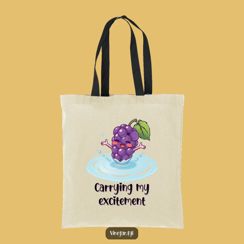 Funny Purple Grape Splashing Tote Bag - Joyful Fruit Carryall