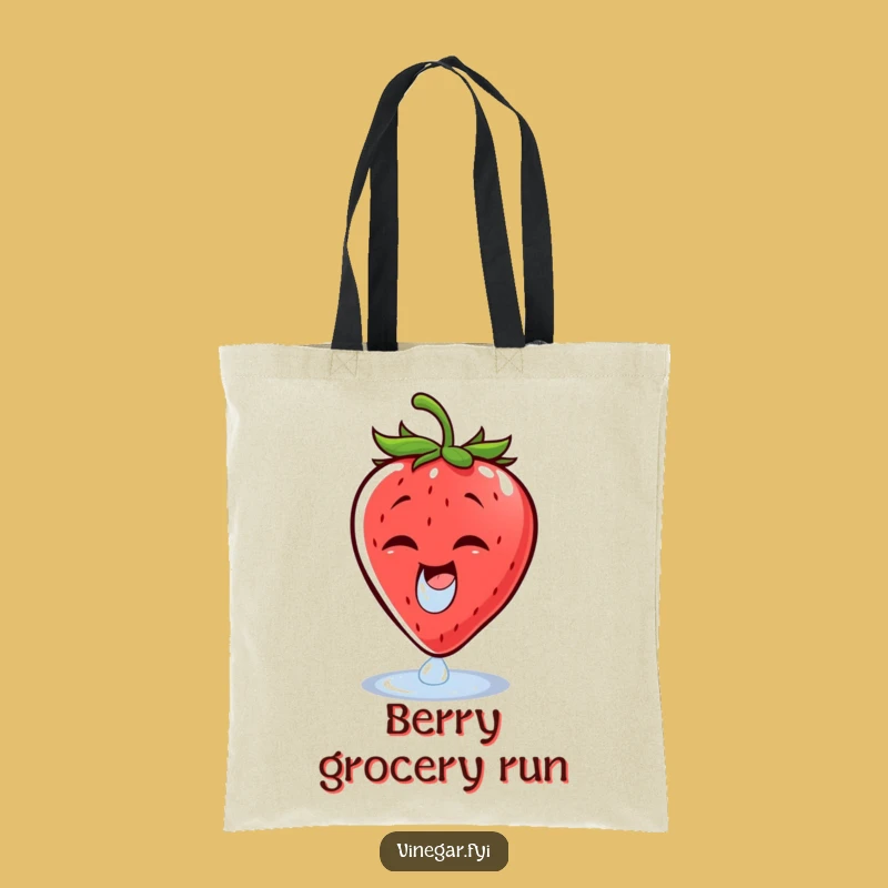 Funny Strawberry Vinegar Tote Bag - Cheerful Wince Carry-All
